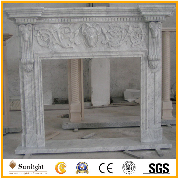 Italy Carrara white marble fireplace 