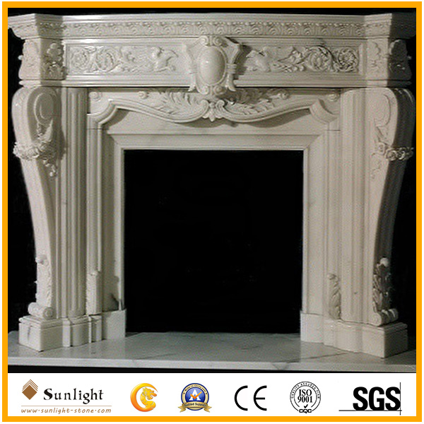 Decorative marble fireplace mantel