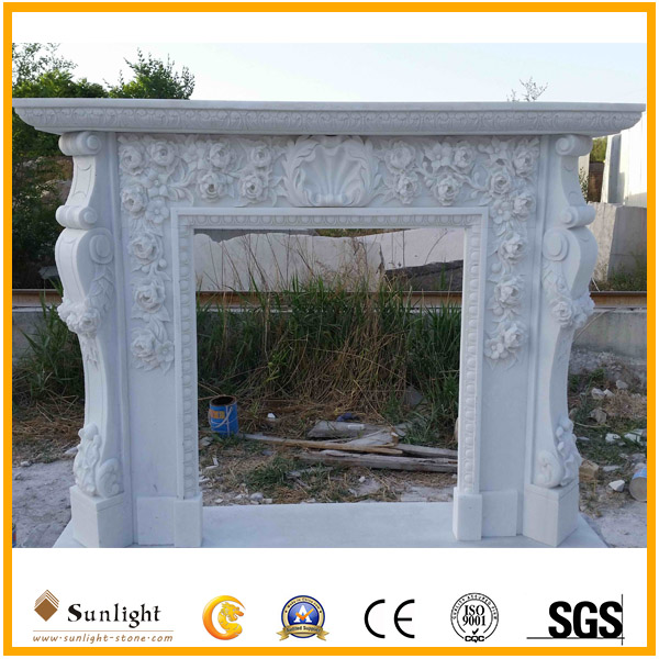 China natural stone white marble fire